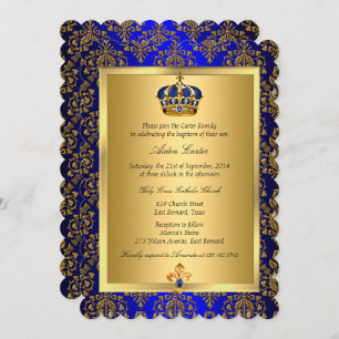 Prince Royal Blue Regal Invitation du baptême de l