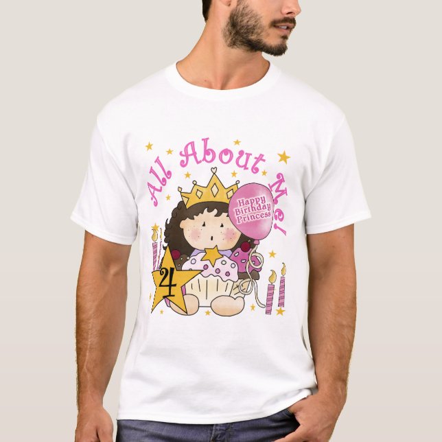 Princess All About Me 4th Birthday Tshirts (Devant)