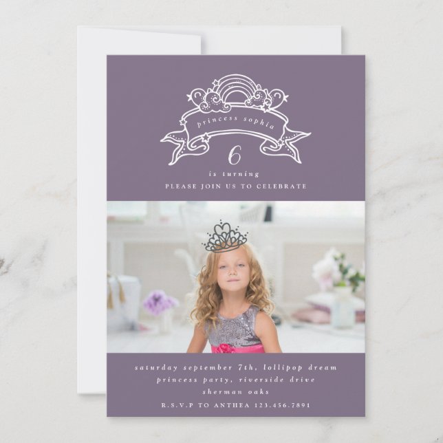 PRINCESS ANNIVERSAIRE FÊTE PHOTO INVITATION (Devant)
