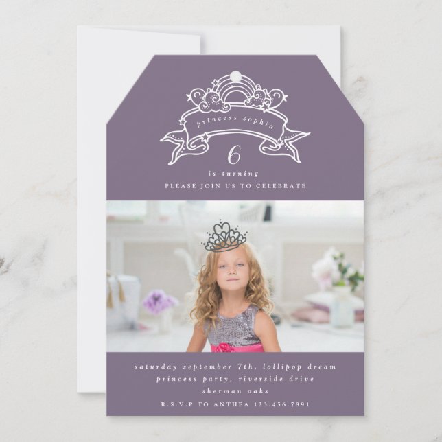 PRINCESS ANNIVERSAIRE FÊTE PHOTO INVITATION (Devant)