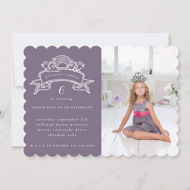 PRINCESS ANNIVERSAIRE FÊTE PHOTO INVITATION (Devant)