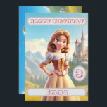 Princess Birthday Card Nom personnalisé Age Kids<br><div class="desc">Célébrez la joie que votre enfant apporte dans votre vie avec cette belle Princesse Birthday Card. Personnalisée avec son nom et son âge, cette carte résume l'amour et l'admiration que vous avez pour votre petit. Ce n'est pas seulement une carte d'anniversaire, c'est une aventure pleine d'amour conçue juste pour eux...</div>