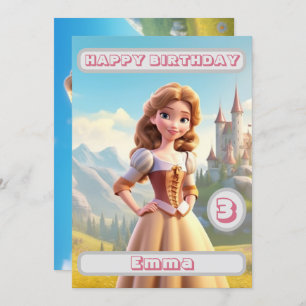 Princess Birthday Card Nom personnalisé Age Kids
