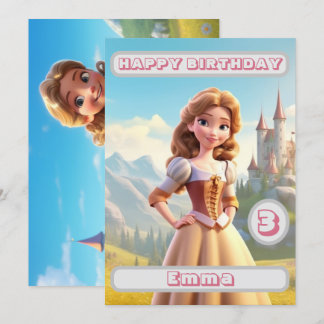Princess Birthday Card Nom personnalisé Age Kids