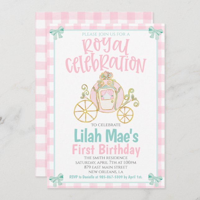 Princess Birthday Party Invitation (Devant / Derrière)