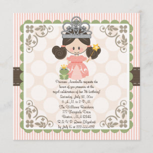 Princess Birthday Photo Invitations Card Brunette