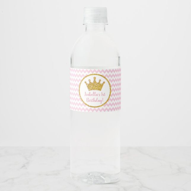 Princess Birthday Water Bottle Étiquettes (Devant)