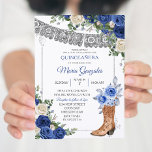 Princess Boot Silver Navy Quinceañera Invitation<br><div class="desc">Princess Boot Silver Navy Quinceañera Invitation Mis Quince Anos,  15e anniversaire, </div>