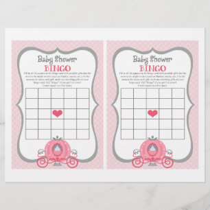 Princess Carriage Baby shower Rose Jeu de Bingo
