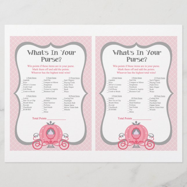 Princess Carriage Baby shower rose Jeu de bourse (Devant)