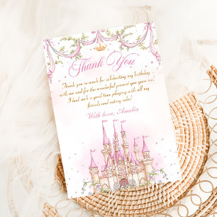 Princess Castle Girl Birthday Carte de remerciemen