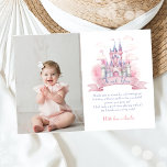 Princess Castle Girl Birthday Photo Carte de remer<br><div class="desc">Princess Castle Girl Birthday Photo Carte de remerciements</div>