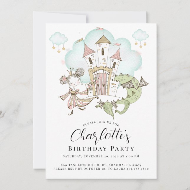 Princess Castle Girl's Birthday Party Invitation (Devant)