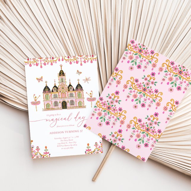 Princess Castle Girls Coquette Invitation d'annive (Princess Ballerina Magical Day Girls Birthday Invite)
