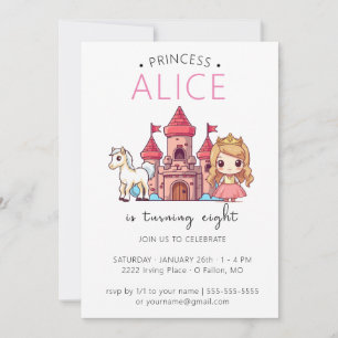 Princess Castle White Horse Invitation Anniversair