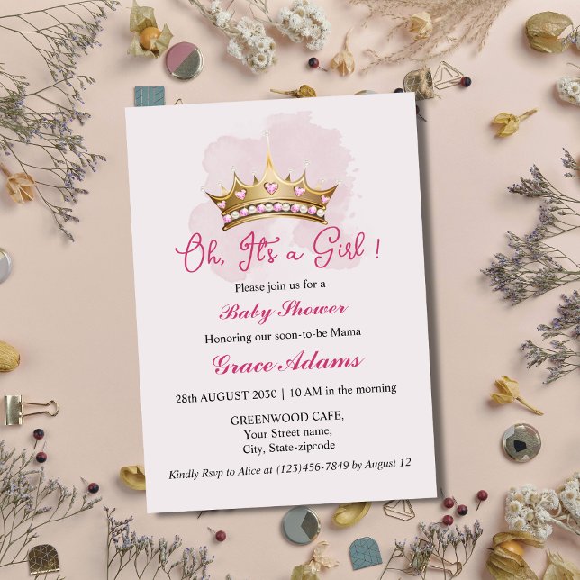 Princess Crown (baby girl) Baby Shower Invitation (Créateur téléchargé)