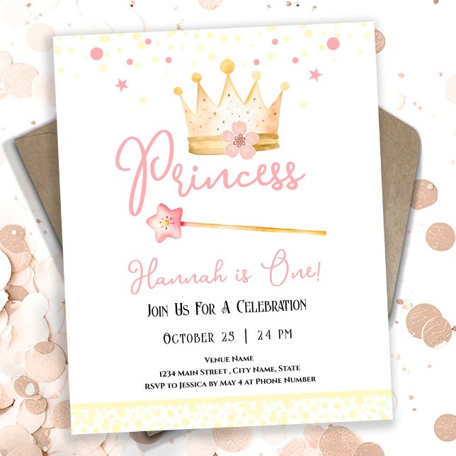 Princess Crown Pink 1st Girl Anniversaire Budget (Créateur téléchargé)