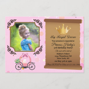 Princess Crown Pink Photo Invitation Anniversaire