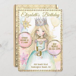 Princess Fairy Anniversaire Fête Invitation