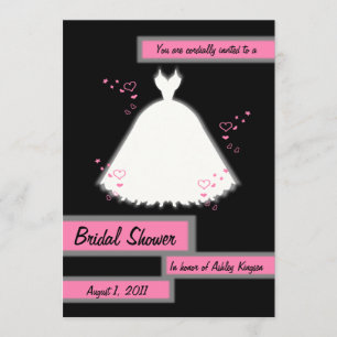 Princess Gown & Hearts Bridal Shower Invitation 3