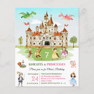 Princess knight enfant Invitation anniversaire