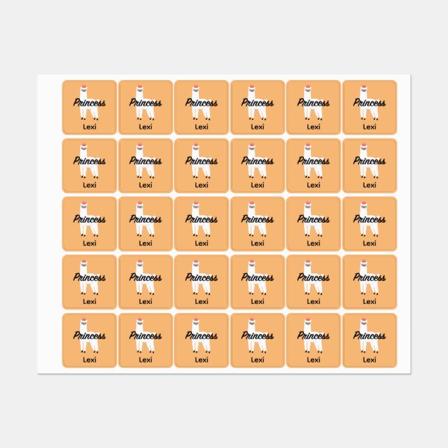 Princess Lama Design - Petit Étiquette Carré (Feuille)