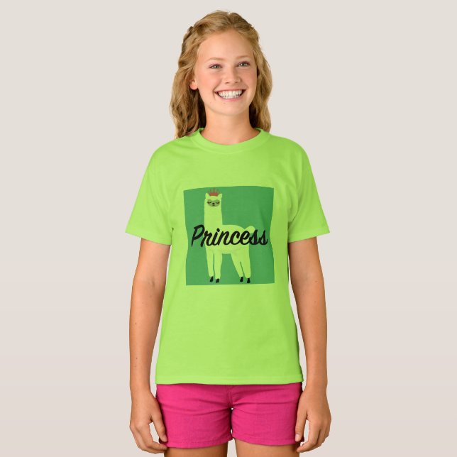 Princess Lama Design - T-shirt de base pour filles (Devant entier)