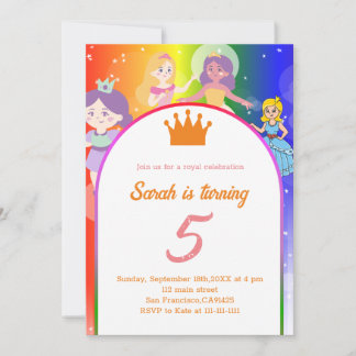 PRINCESS modifiable Invitation de fête d'anniversa