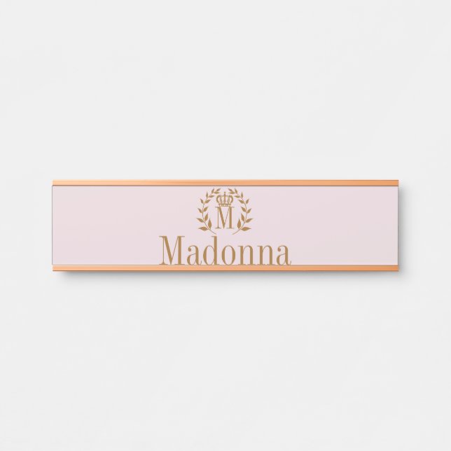 Princess Monogramme Nom Porte Nom Plaque (Devant)