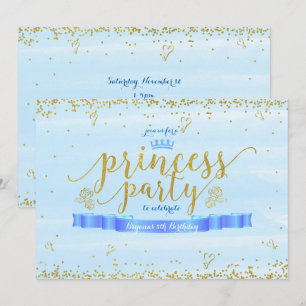 Princess Party Blue & Gold Invitations