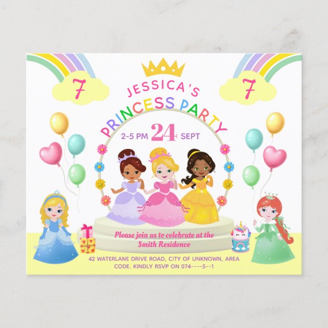 Princess Party Invitation d'anniversaire (Devant)