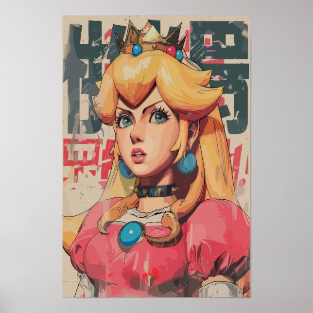 Princess Peach Art Style japonais Poster (Devant)