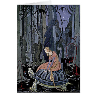 Princess Rides a Turtle Enchanted Magic Witch Art