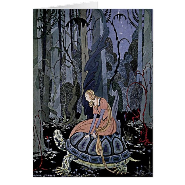 Princess Rides a Turtle Enchanted Magic Witch Art (Devant)