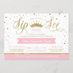 Princess Sip et See Baby shower Invitation
