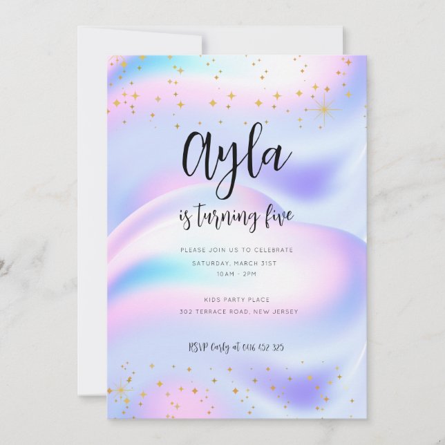 Princess Sparkles 5e Invitation anniversaire (Devant)