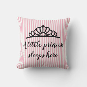 Princess Tiara Pink Stripe Coussin personnalisé