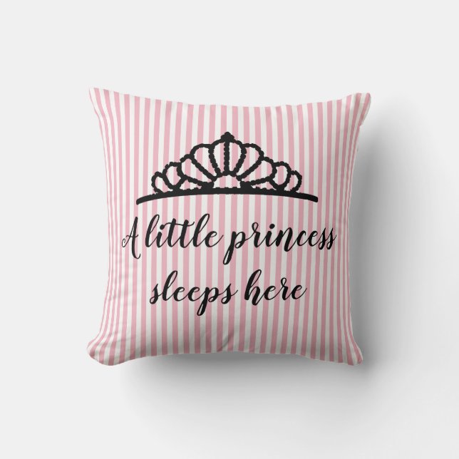 Princess Tiara Pink Stripe Coussin personnalisé (Recto)