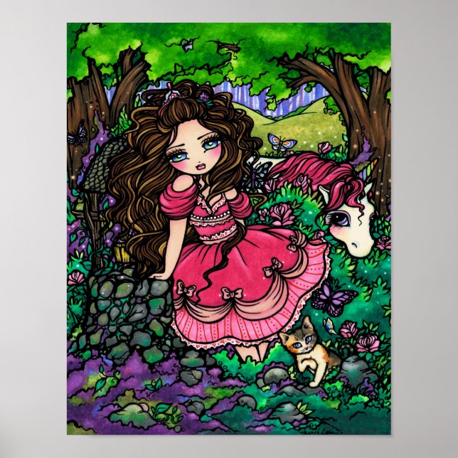 Princess & Unicorn Fantasy Art Poster Hannah Lynn (Devant)