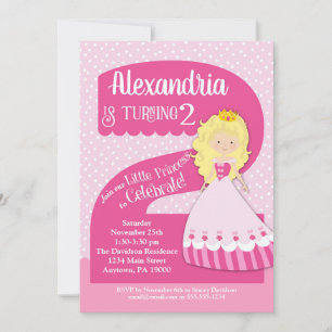 Princesse 2e anniversaire Invitation Blonde Girl