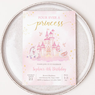 Princesse 4e anniversaire Invitation