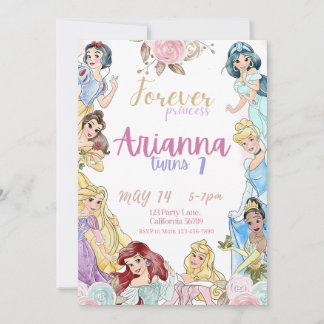 Princesse Anniversaire Invitation Filles Anniversa