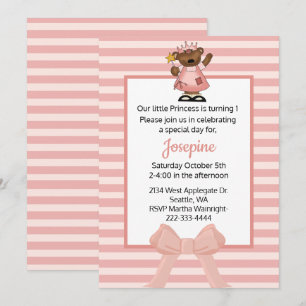 Princesse Baby Girl First Birthday Invitation