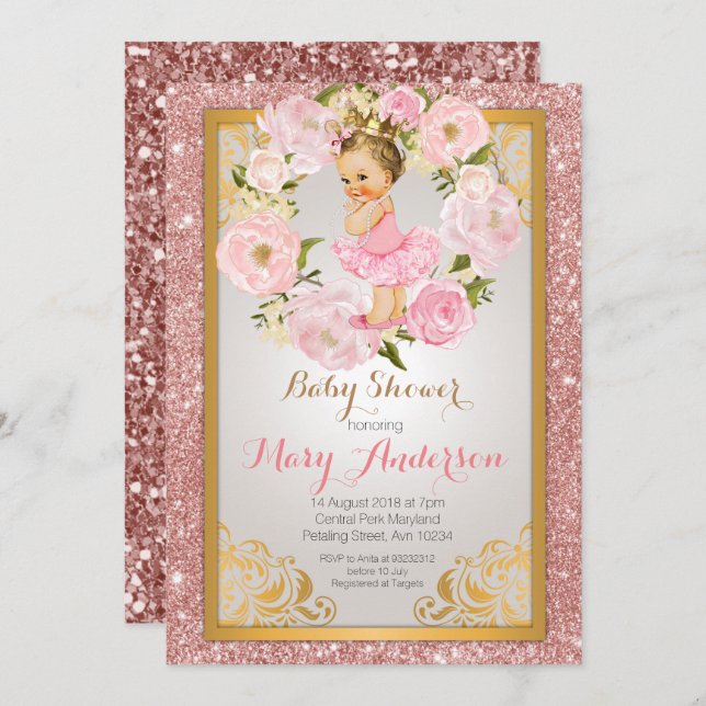 Princesse Baby shower Invitation (Devant / Derrière)