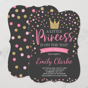 Princesse Baby shower Invitation Douche en or rose