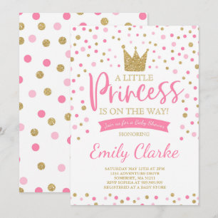 Princesse Baby shower Invitation Douche en or rose
