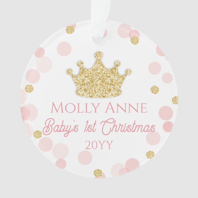 Princesse Bébé 1ère photo en or rose de Noël (devant)