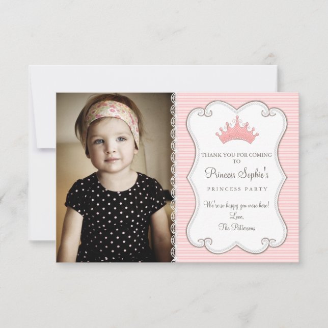 Princesse Birthday Photo Carte de remerciements (Devant)