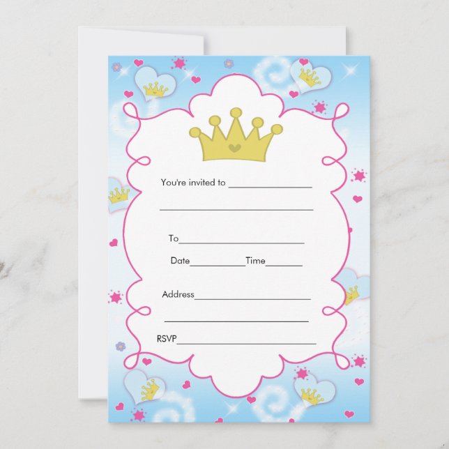 Princesse Butterfly Invitation Fill In (Devant)
