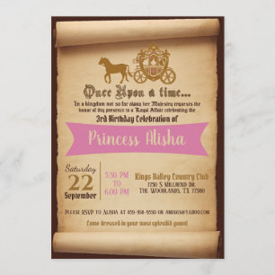 Princesse Carriage Birthday Invitation